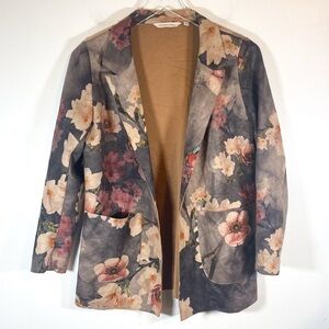 Soft Surroundings Devine faux suede coat  floral butterfly size XS P